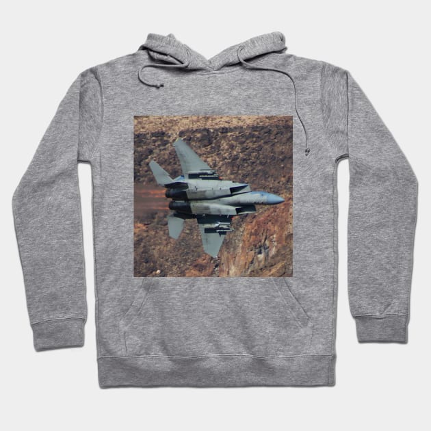 F-15C Eagle In Canyon In Afterburner Hoodie by acefox1